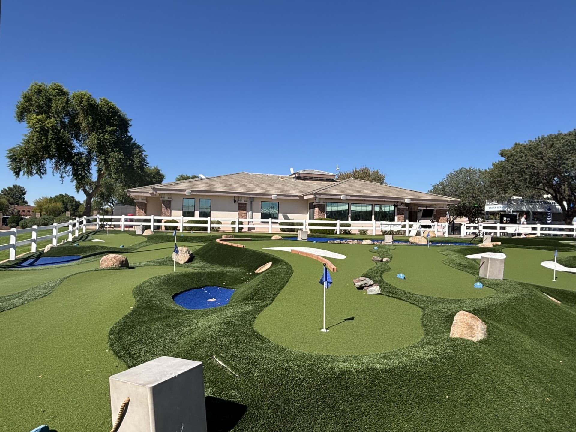 Aerial view of a miniature golf complex